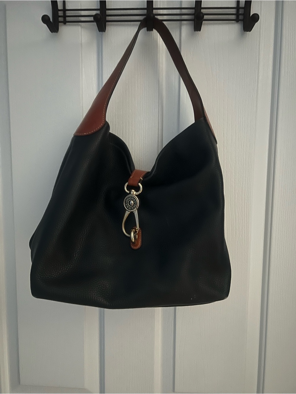 Dooney & Bourke Black and Brown Leather Shoulder Hobo